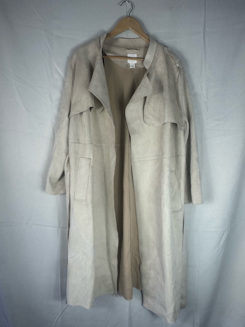 H&M Light Beige Open-Front Trench Coat
